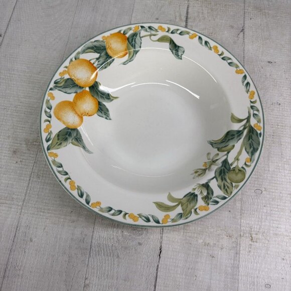 Vintage Julie Pople Avon COUNTRY FRUIT  Porcelain Large Rim Soup Bowls Set of 4 - Picture 6 of 16